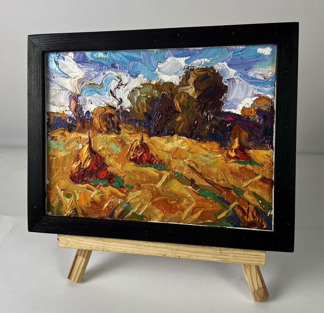 Oil painting Autumn haystacks in a field Oleksiy Ivanyuk - 2