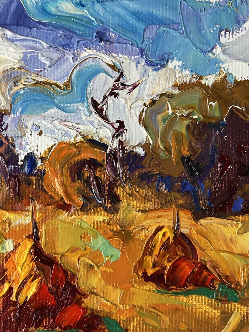 Oil painting Autumn haystacks in a field Oleksiy Ivanyuk - 4