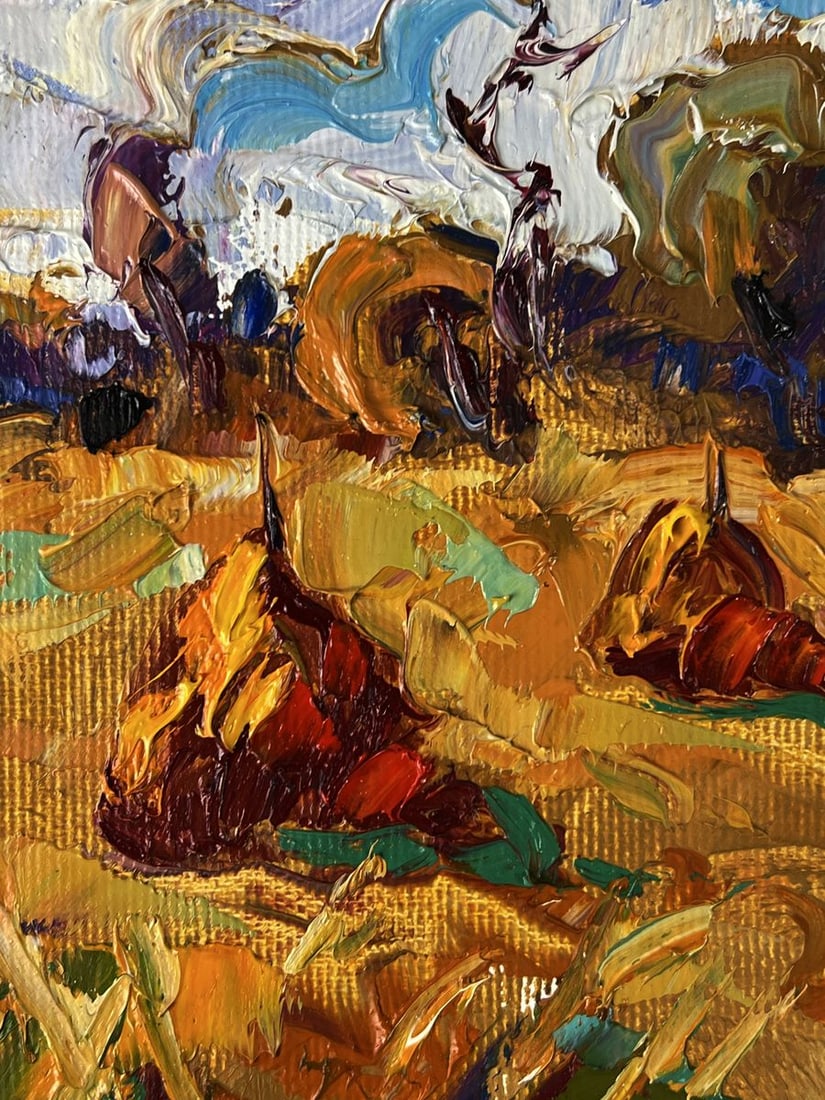 Oil painting Autumn haystacks in a field Oleksiy Ivanyuk - 5