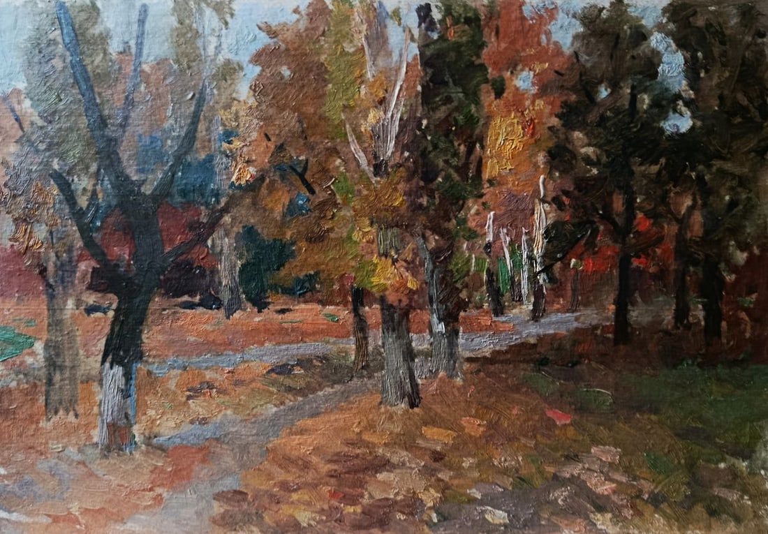 Oil painting Autumn forest path Unknown artist (1 of 10)