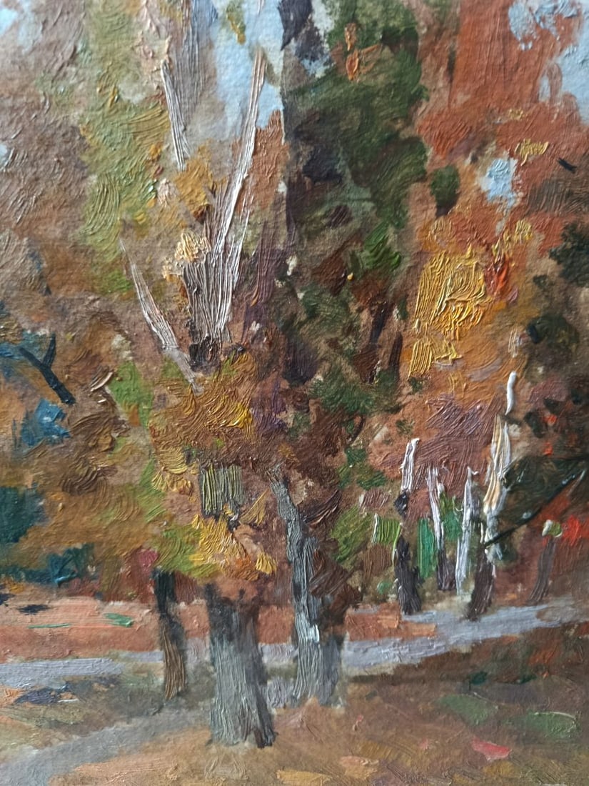 Oil painting Autumn forest path Unknown artist - 4