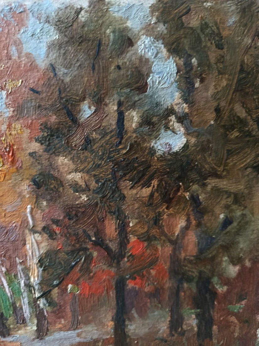 Oil painting Autumn forest path Unknown artist - 5