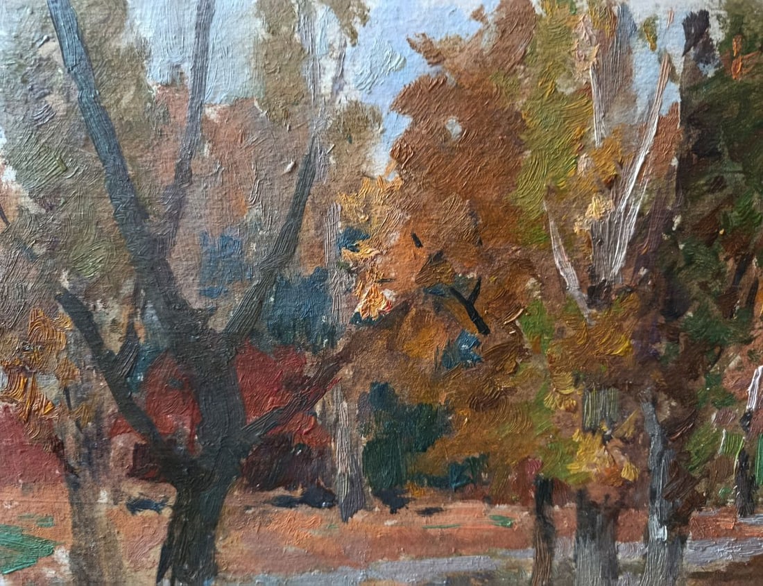 Oil painting Autumn forest path Unknown artist - 7