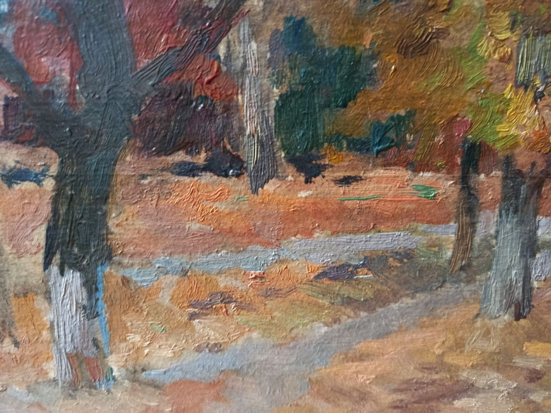 Oil painting Autumn forest path Unknown artist - 8