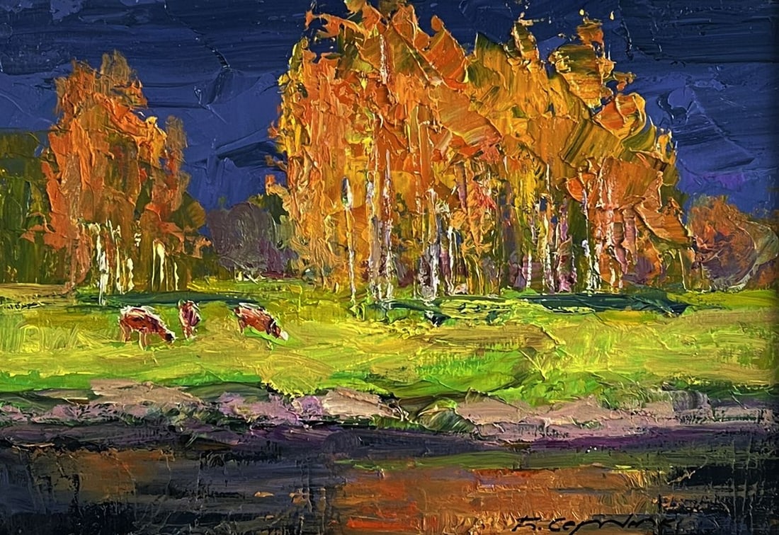 Oil painting Autumn on the shore river Boris Serdyuk - 3