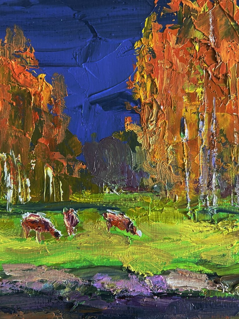 Oil painting Autumn on the shore river Boris Serdyuk - 4