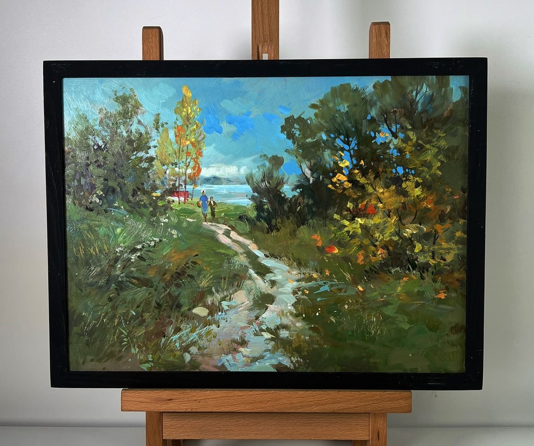 Oil painting The road to the river Yuriy Suprunchuk: Title: Oil painting The road to the river Yuriy Suprunchuk Description: No.AAA6098 *** ABOUT THIS PAINTING *** * TITLE: "The road to the river" * ARTISTS: Yuriy Suprunchuk * SIZE: 30x40 cm/11.81x15.74