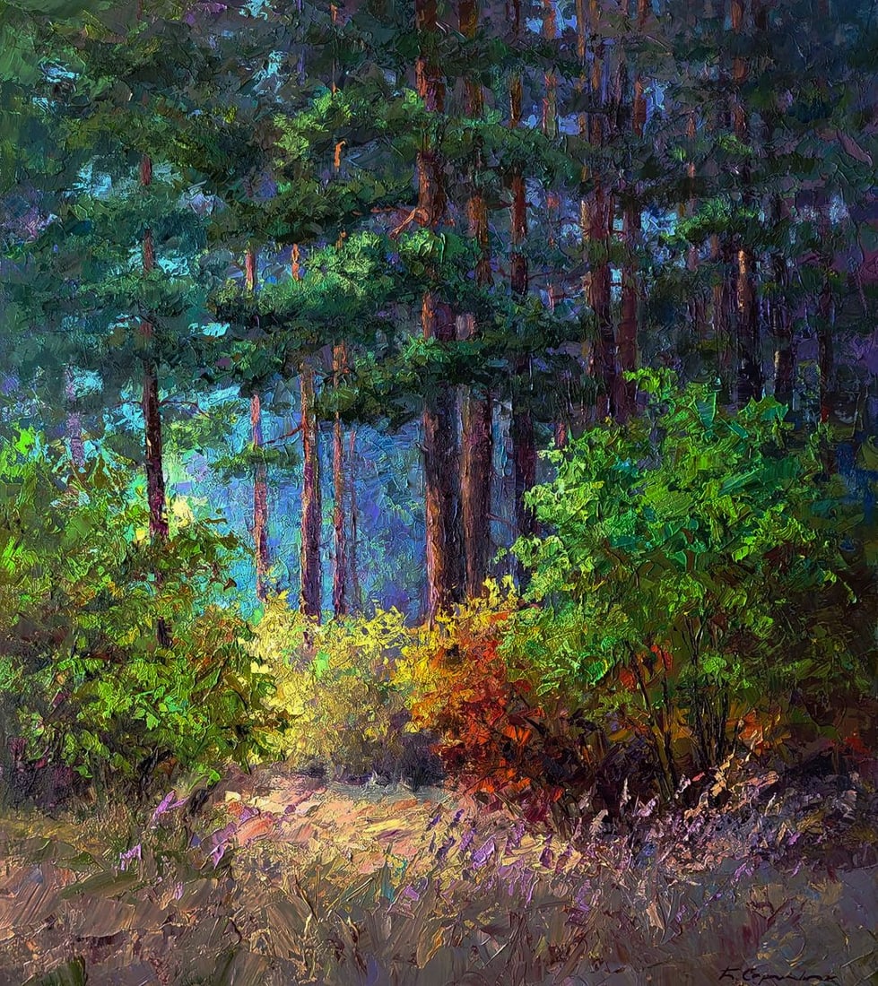 Oil painting The beginning of autumn in the forest Boris Serdyuk: Title: Oil painting The beginning of autumn in the forest Boris Serdyuk Description: No.SERB 1227The Oil painting Canvas titled “The beginning of autumn in the forest” portrays a mesmerizing m