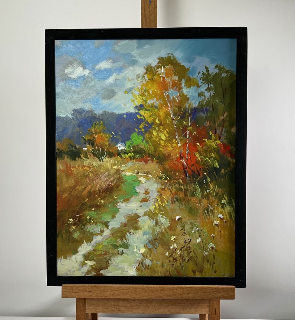 Oil painting Steps on an autumn meadow Yuriy Suprunchuk: Title: Oil painting Steps on an autumn meadow Yuriy Suprunchuk Description: No.AAA4228The oil painting "Steps on an Autumn Meadow" is a vibrant and emotionally rich depiction of nature's transition in