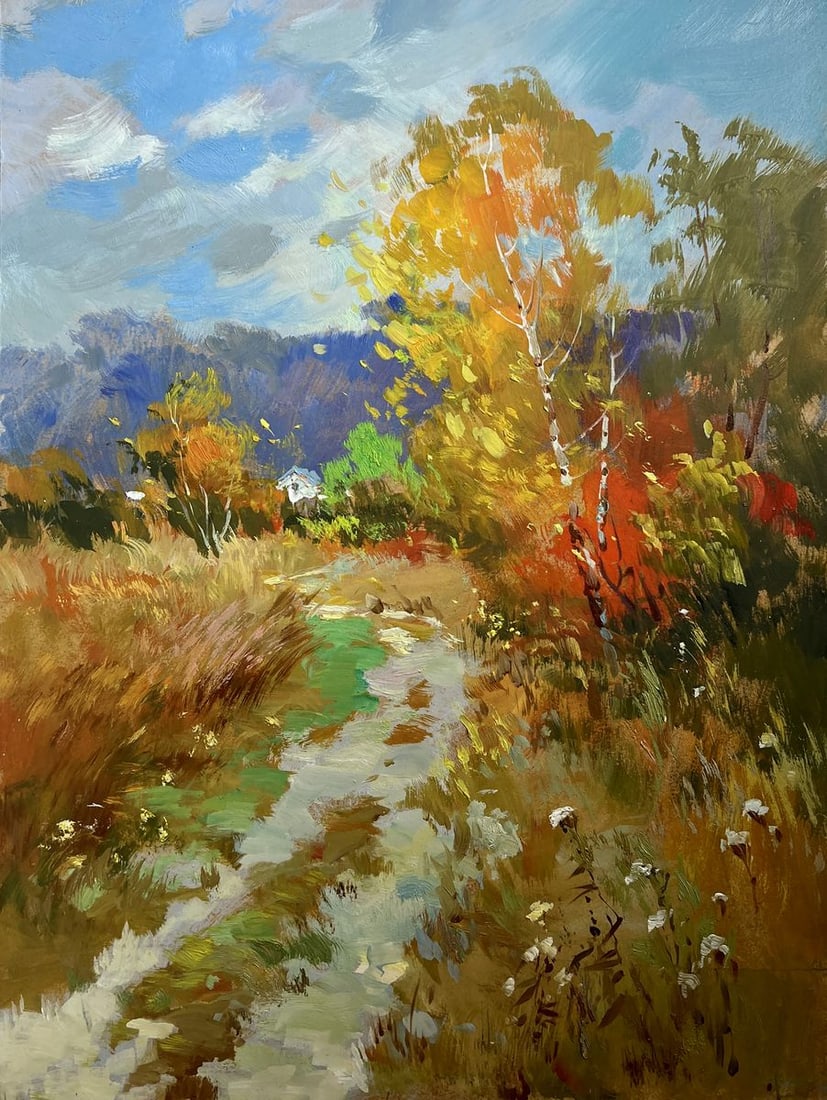 Oil painting Steps on an autumn meadow Yuriy Suprunchuk - 3