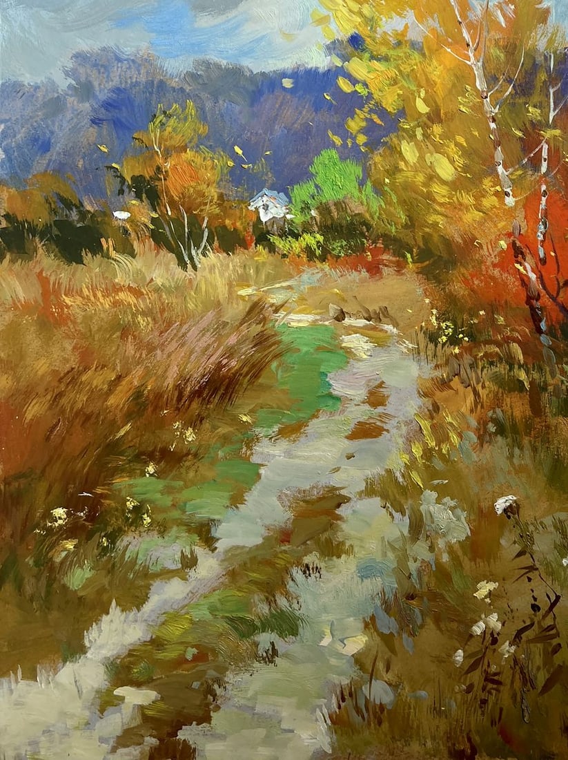 Oil painting Steps on an autumn meadow Yuriy Suprunchuk - 9