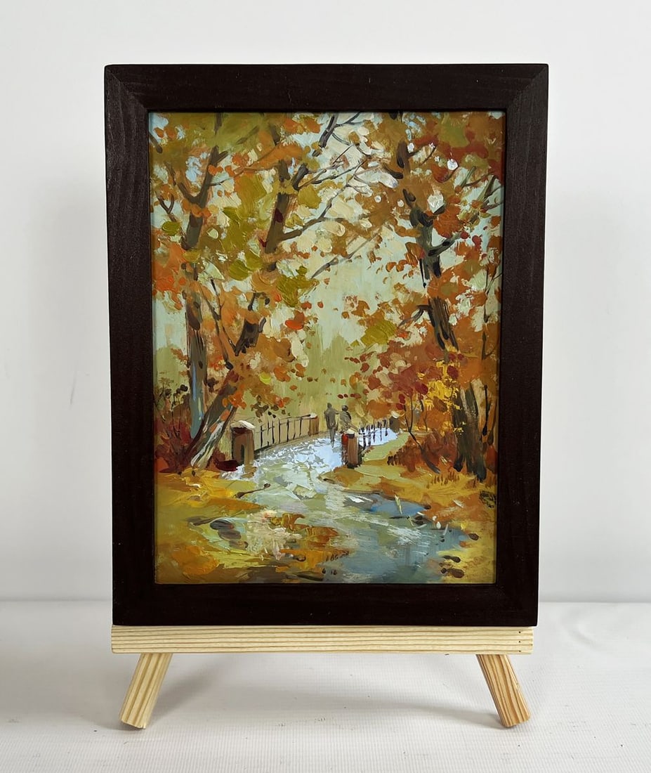 Oil painting Fallen leaves in autumn park Yuriy Suprunchuk: Title: Oil painting Fallen leaves in autumn park Yuriy Suprunchuk Description: No.AAA4319The painting "Fallen Leaves in Autumn Park" beautifully captures the enchanting atmosphere of an autumn day,