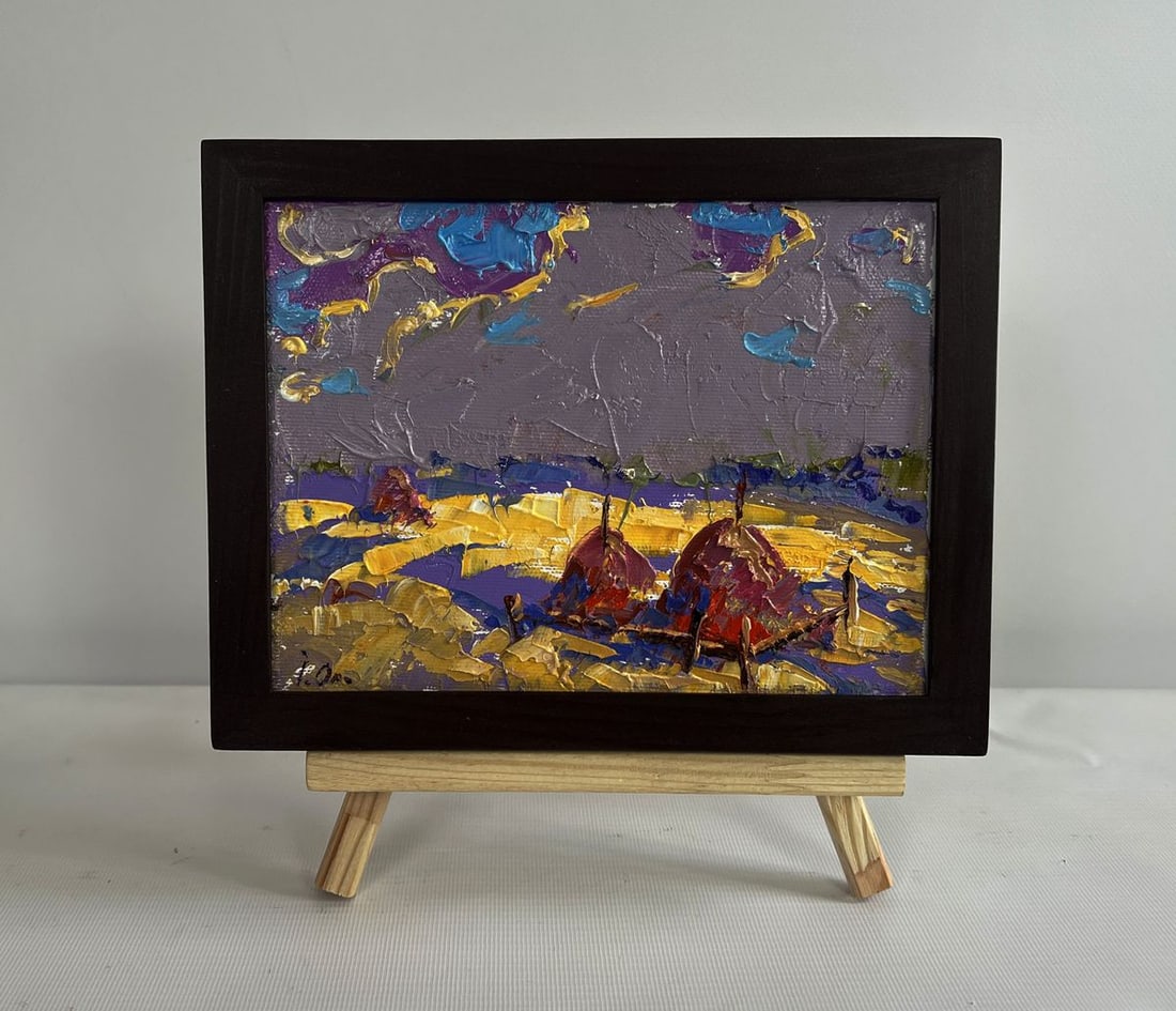 Oil painting Autumn golden fields Alex Kalenyuk: Title: Oil painting Autumn golden fields Alex Kalenyuk Description: No.AAA4477The painting "Autumn Golden Fields" captures the essence of a rural landscape bathed in the rich colors of fall. With thic