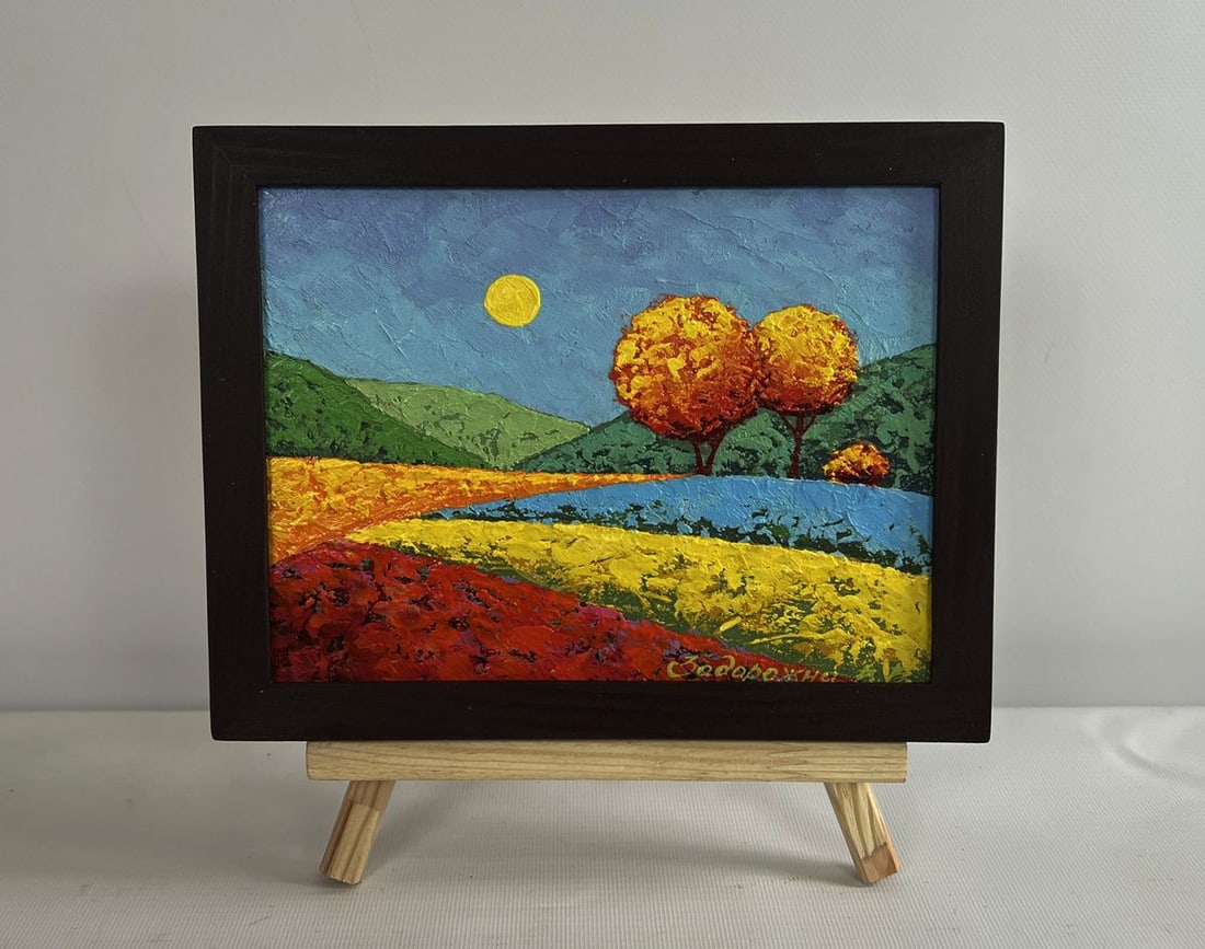 Oil painting Autumn evenings in the meadows V. Zadorozhnya: Title: Oil painting Autumn evenings in the meadows V. Zadorozhnya Description: No.AAA4592The painting "Autumn Evenings in the Meadows" is a stunning oil painting on cardboard that immerses the viewer