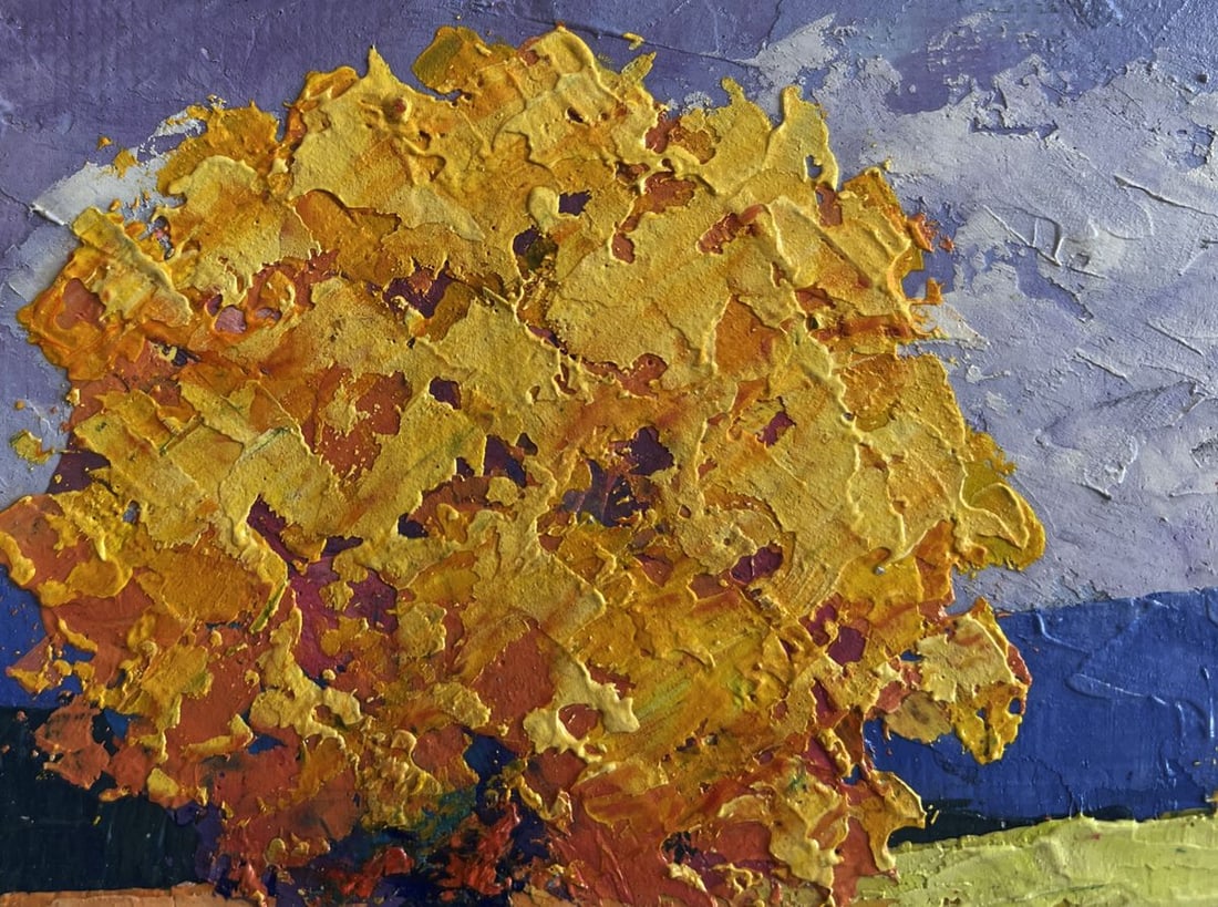 Oil painting Two big trees in a field V. Zadorozhnya - 5