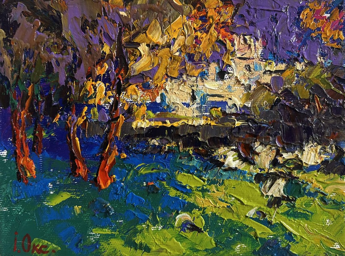 Oil painting City autumn park Oksana Kalenyuk - 3