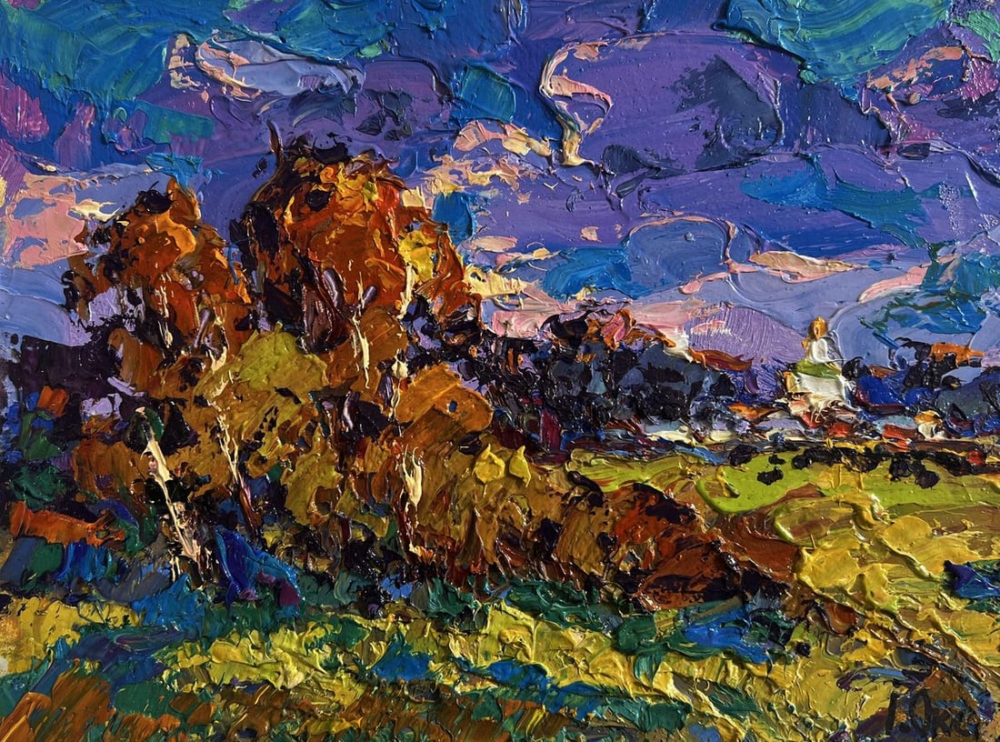 Oil painting Autumn breeze in the forest Oksana Kalenyuk - 3