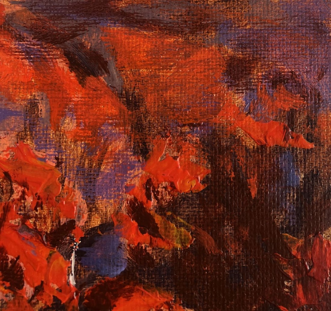 Acrylic painting In the red autumn forest Mykhailo Patskan - 4