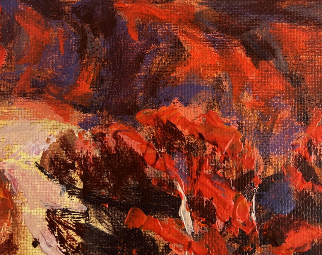 Acrylic painting In the red autumn forest Mykhailo Patskan - 5