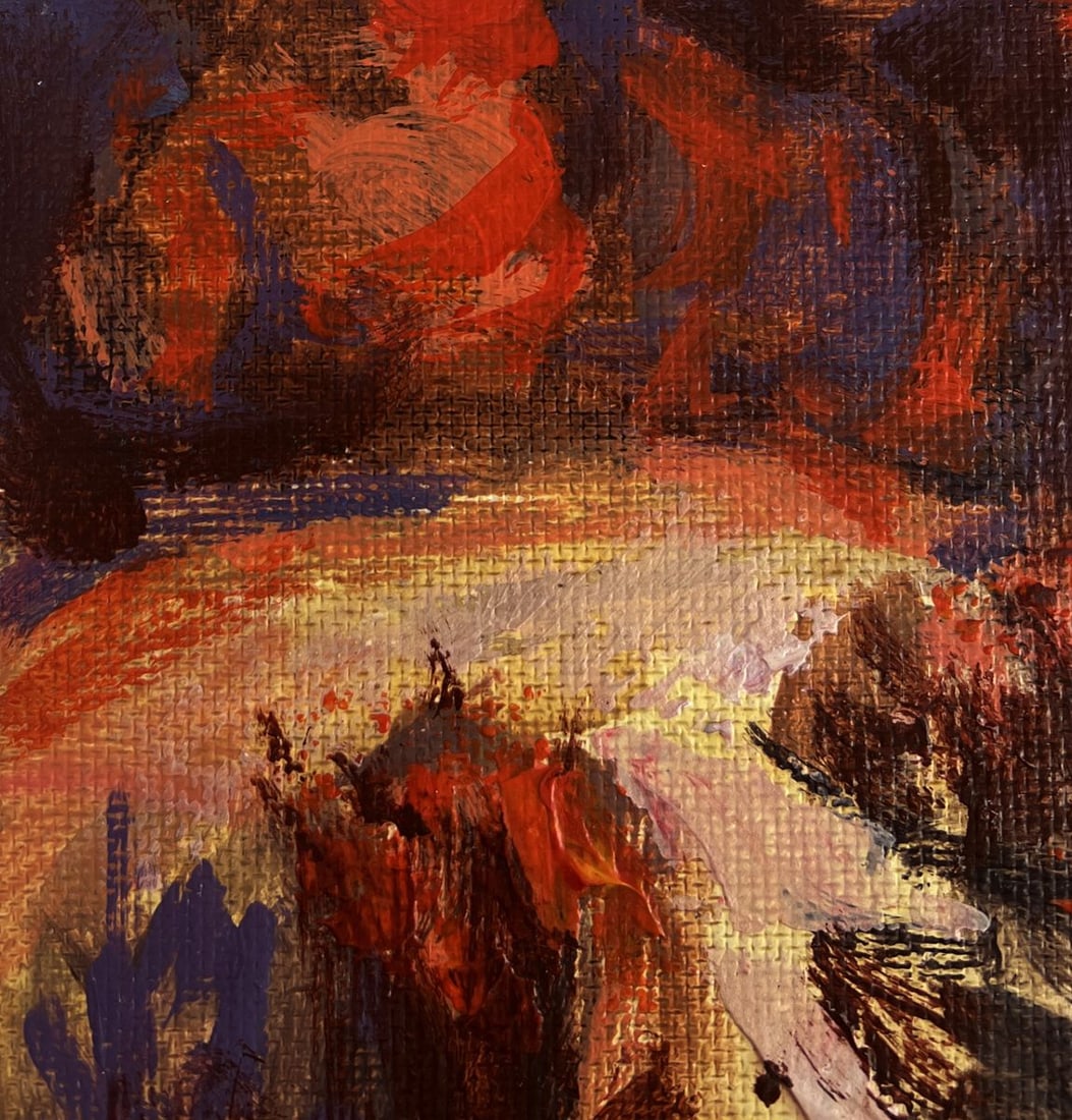 Acrylic painting In the red autumn forest Mykhailo Patskan - 6