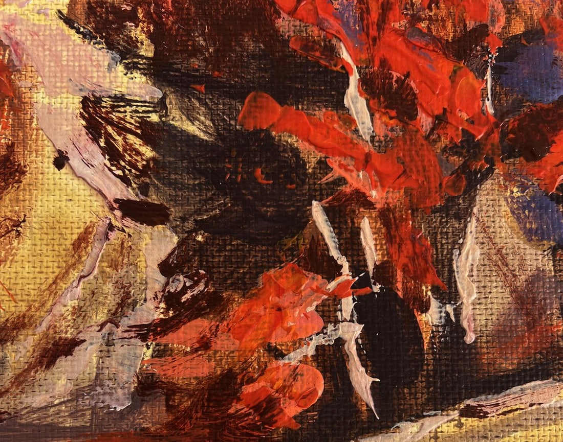 Acrylic painting In the red autumn forest Mykhailo Patskan - 7