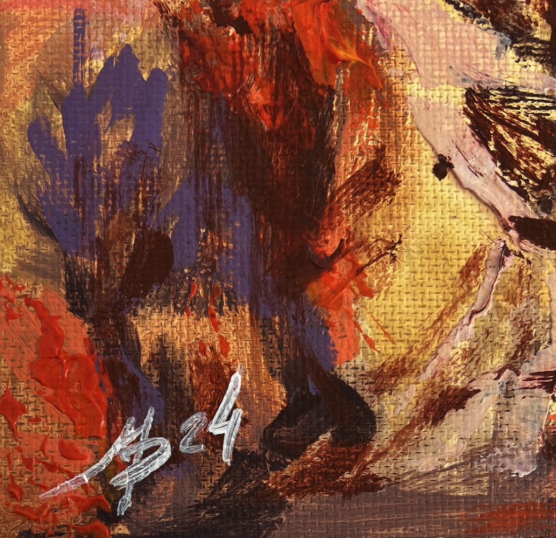 Acrylic painting In the red autumn forest Mykhailo Patskan - 9