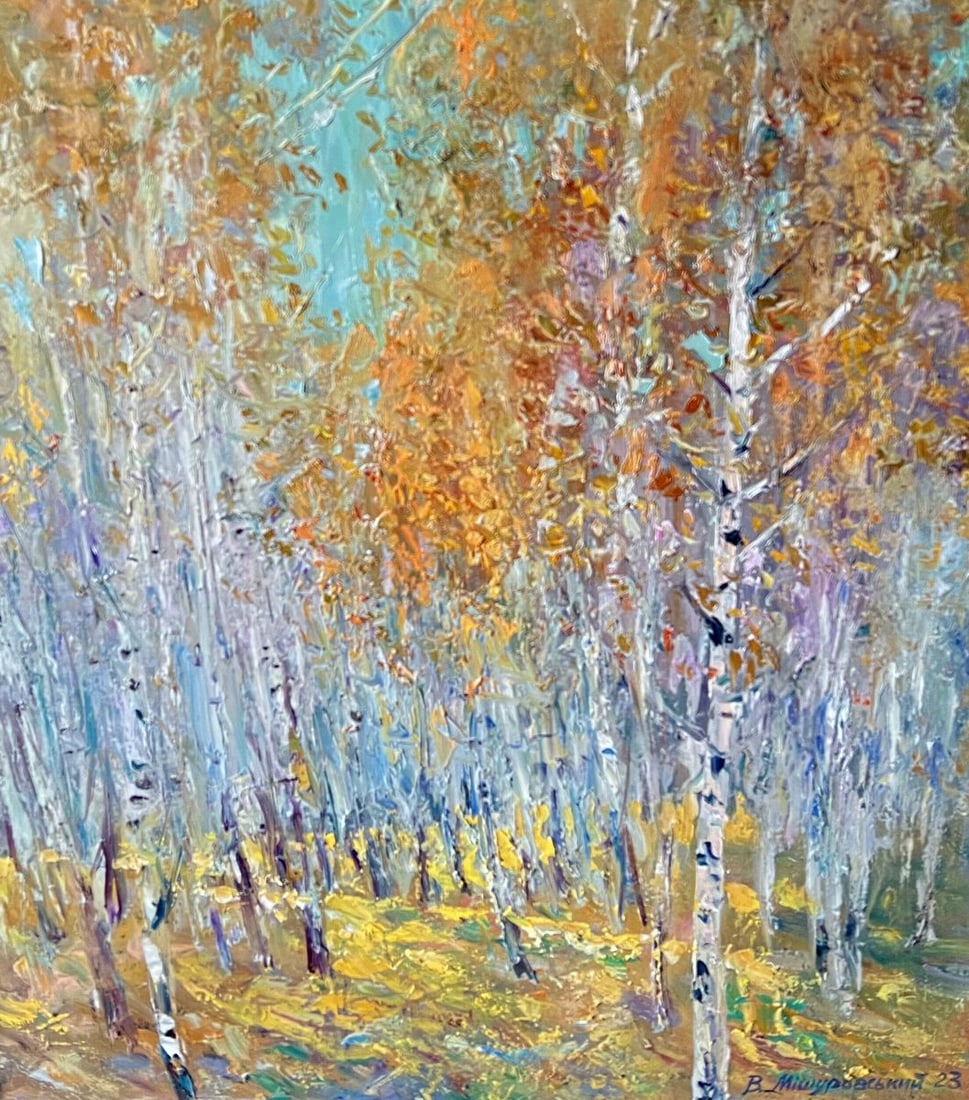 Oil painting Autumn birch grove V. Mishurovsky (1 of 9)