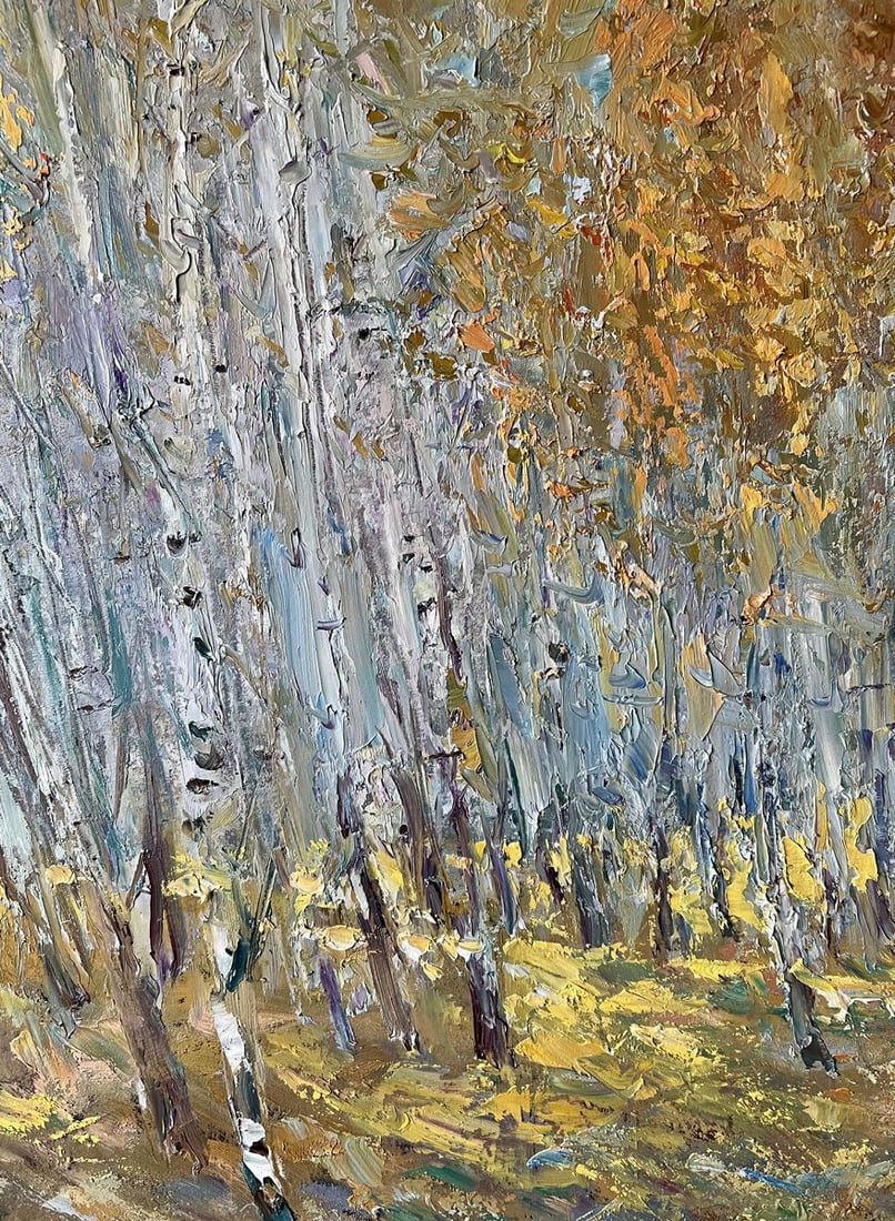 Oil painting Autumn birch grove V. Mishurovsky - 3