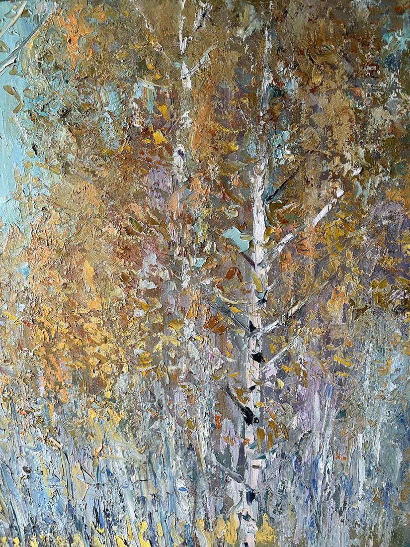 Oil painting Autumn birch grove V. Mishurovsky - 6