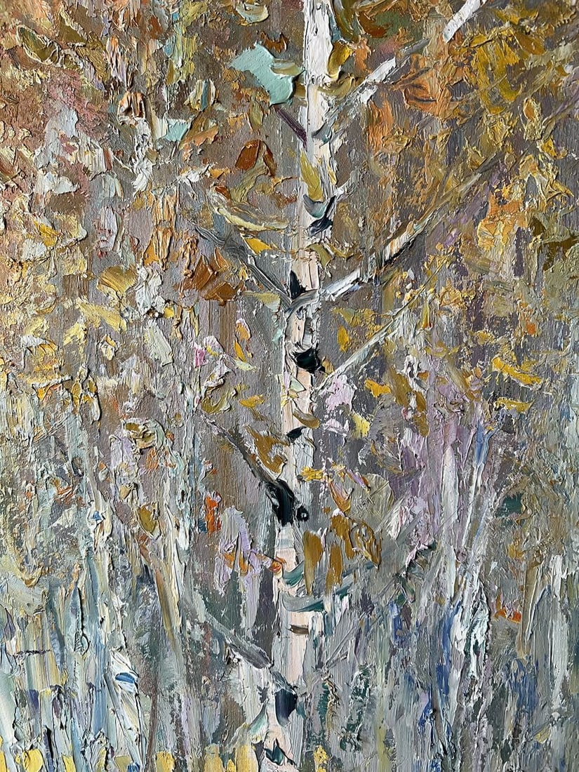 Oil painting Autumn birch grove V. Mishurovsky - 8