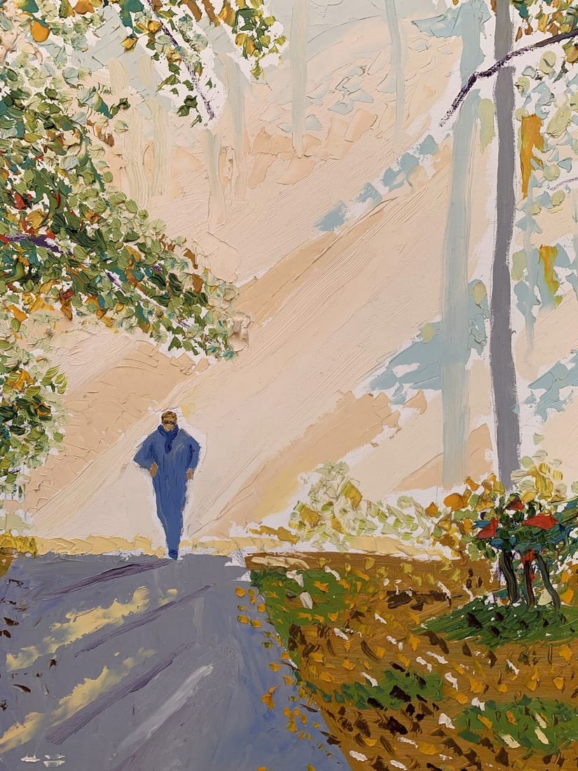 Oil painting Jogging through the autumn park Oleksandr Gukalov - 11