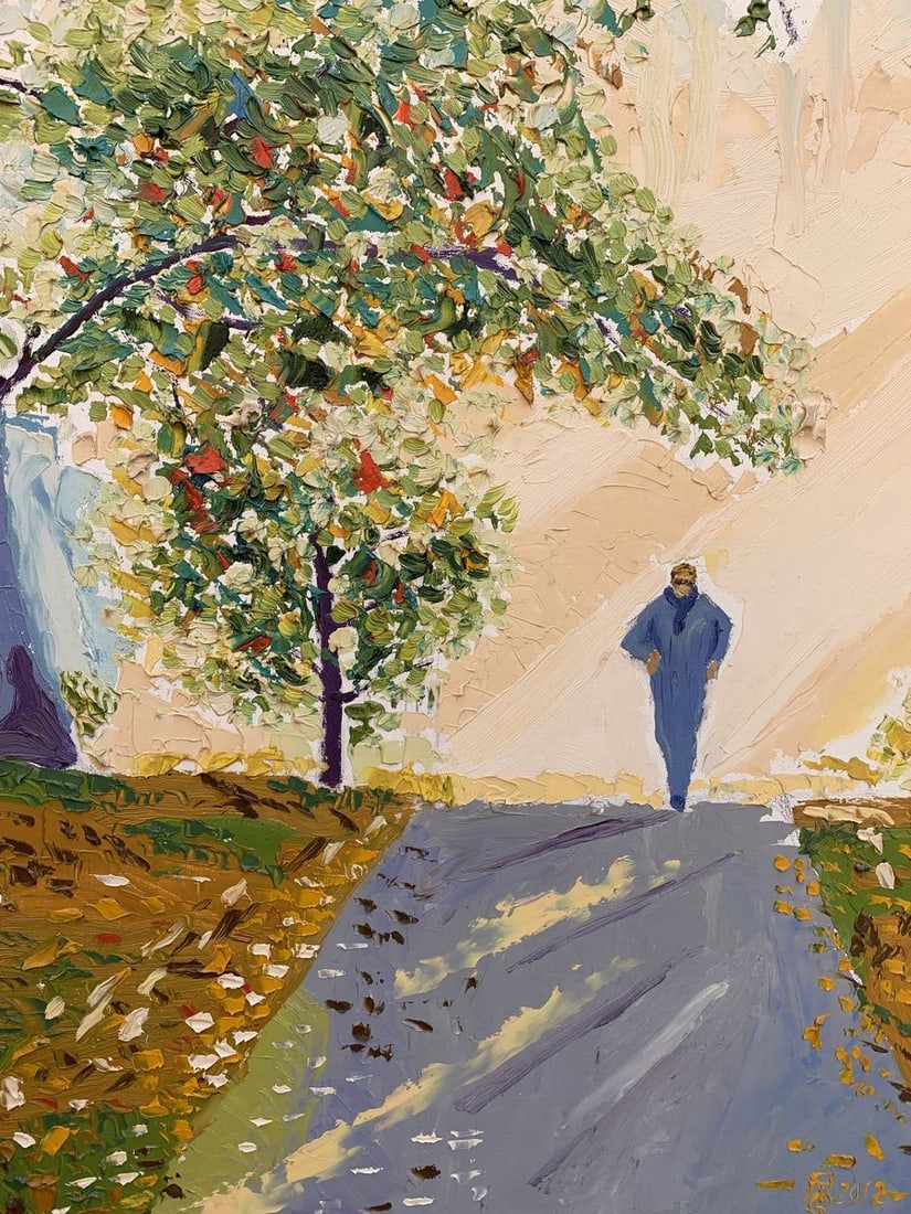 Oil painting Jogging through the autumn park Oleksandr Gukalov - 7