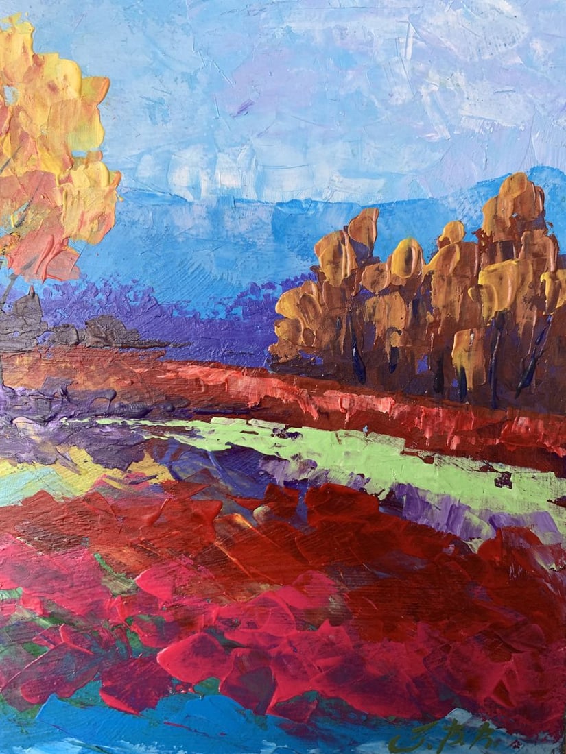 Oil painting Autumn lonely tree V. Zadorozhnya - 11