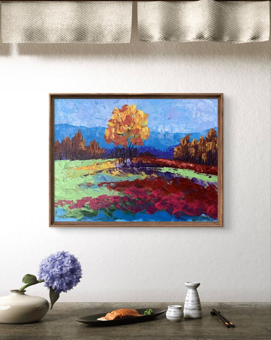 Oil painting Autumn lonely tree V. Zadorozhnya - 2