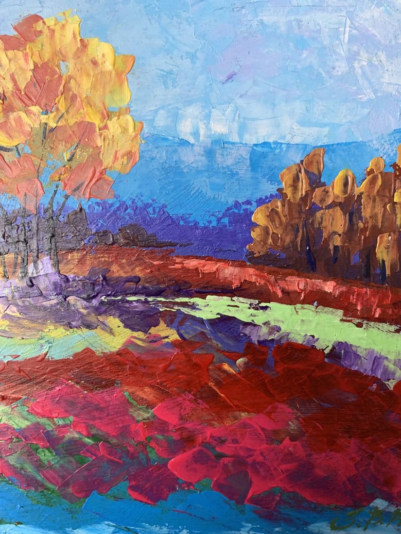 Oil painting Autumn lonely tree V. Zadorozhnya - 9