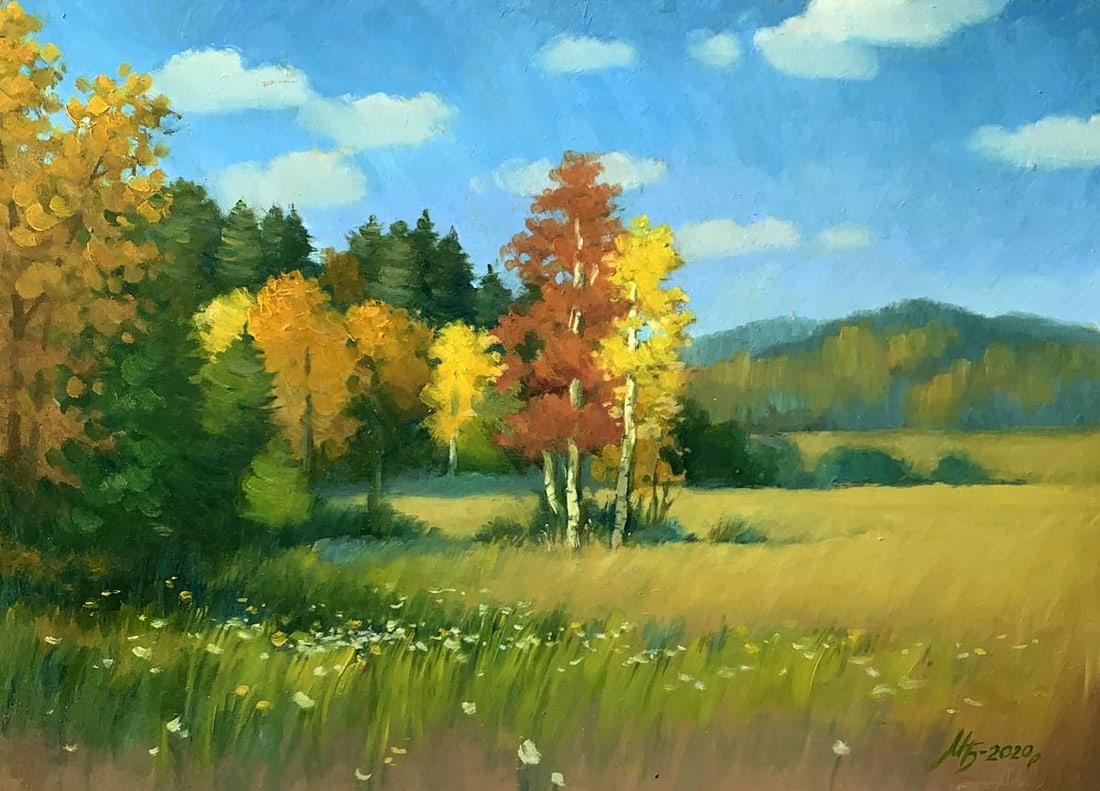 Oil painting Golden forest Mykhailo Burdylo (1 of 12)
