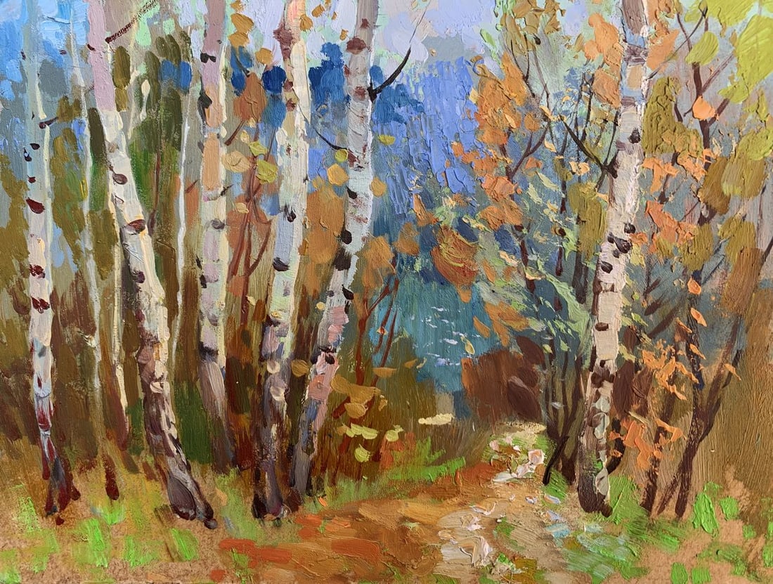 Oil painting Autumn birch grove Yuriy Suprunchuk (1 of 11)