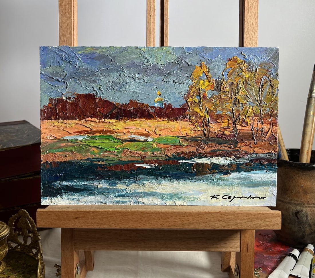 Oil painting It's a nasty day Boris Serdyuk: Title: Oil painting It's a nasty day Boris Serdyuk Description: No.AAA3691"It's a Nasty Day" is an expressive oil painting on cardboard that captures the raw, untamed beauty of nature in transition.