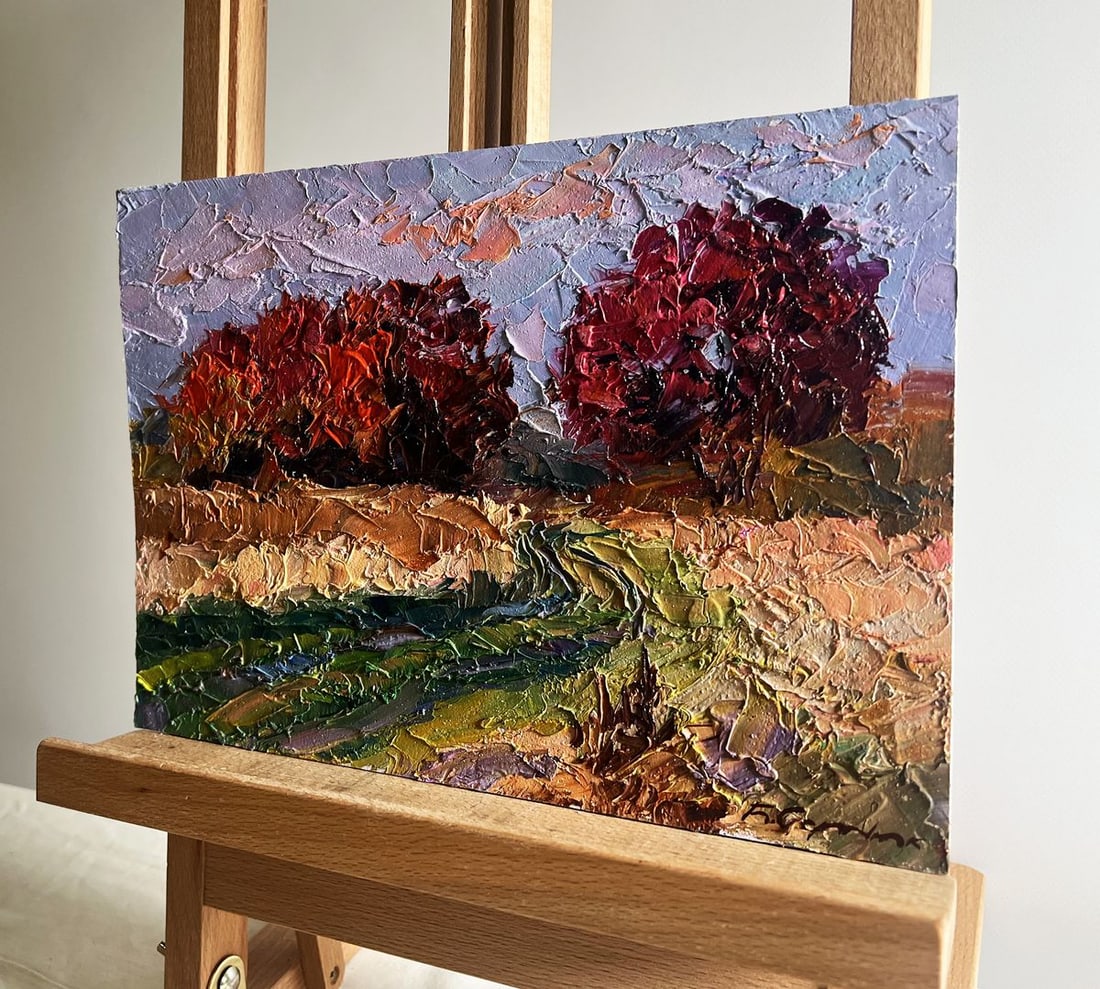 Oil painting Crimson autumn in the forest Boris Serdyuk - 2