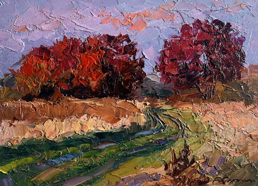 Oil painting Crimson autumn in the forest Boris Serdyuk - 3