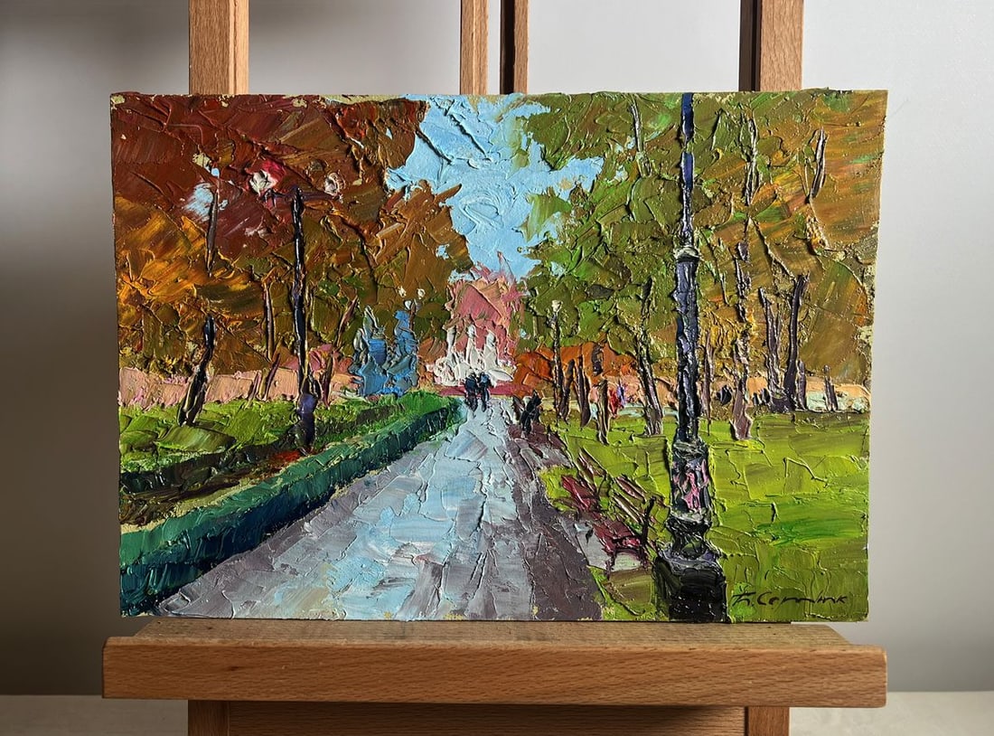 Oil painting City National Park Boris Serdyuk: Title: Oil painting City National Park Boris Serdyuk Description: No.AAA3797This oil painting cardboard, titled "City National Park", the composition is designed to lead the viewer’s gaze down the c