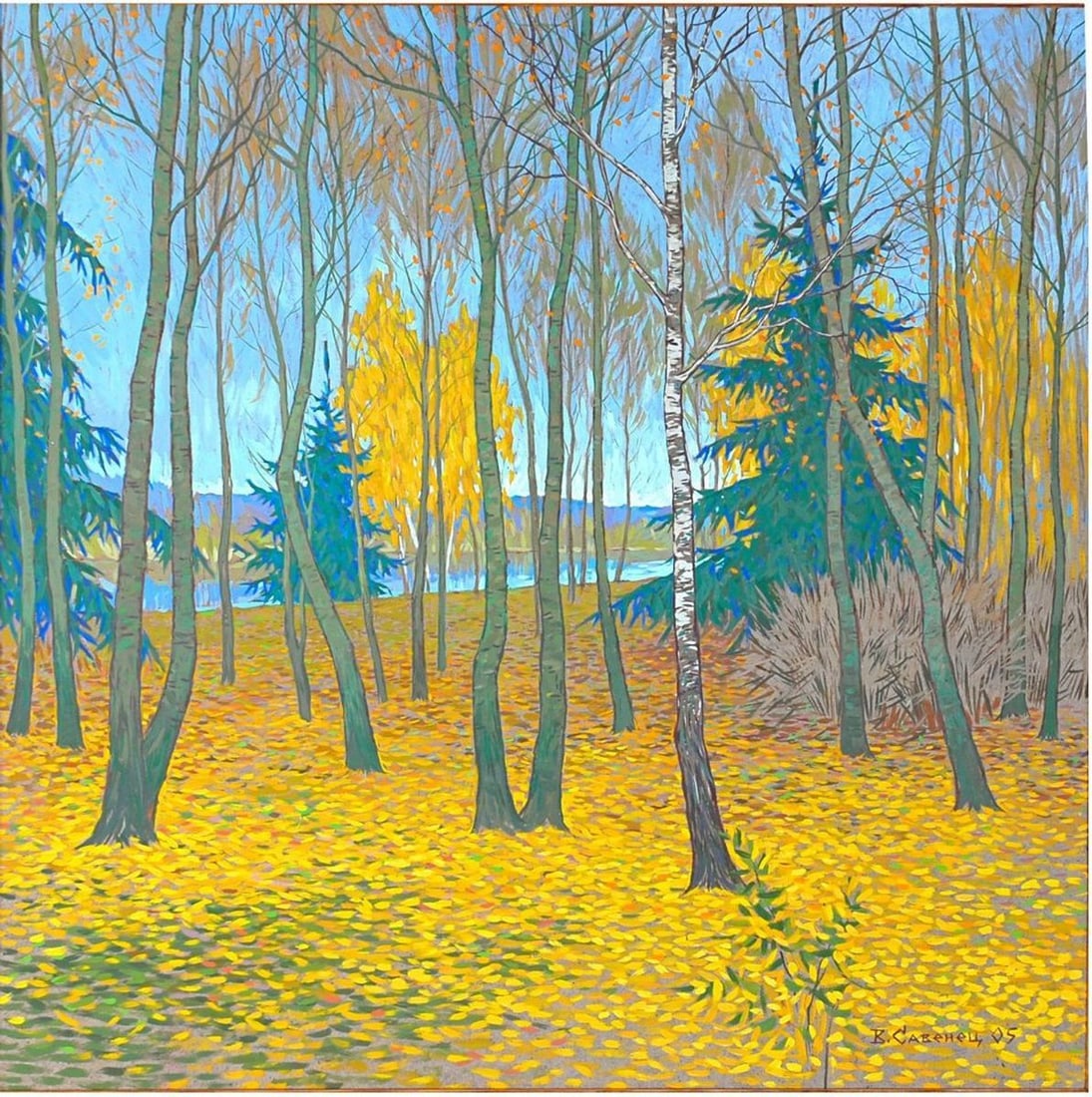 Oil painting Aspens Kalebets Valery: Title: Oil painting Aspens Kalebets Valery Description: No.Sav 10 *** ABOUT THIS PAINTING *** * TITLE: "Aspens" * ARTISTS: Kalebets Valery * SIZE: 70x70 cm/'27.55x27.55 inches' * MEDIUM: oil, hardboar
