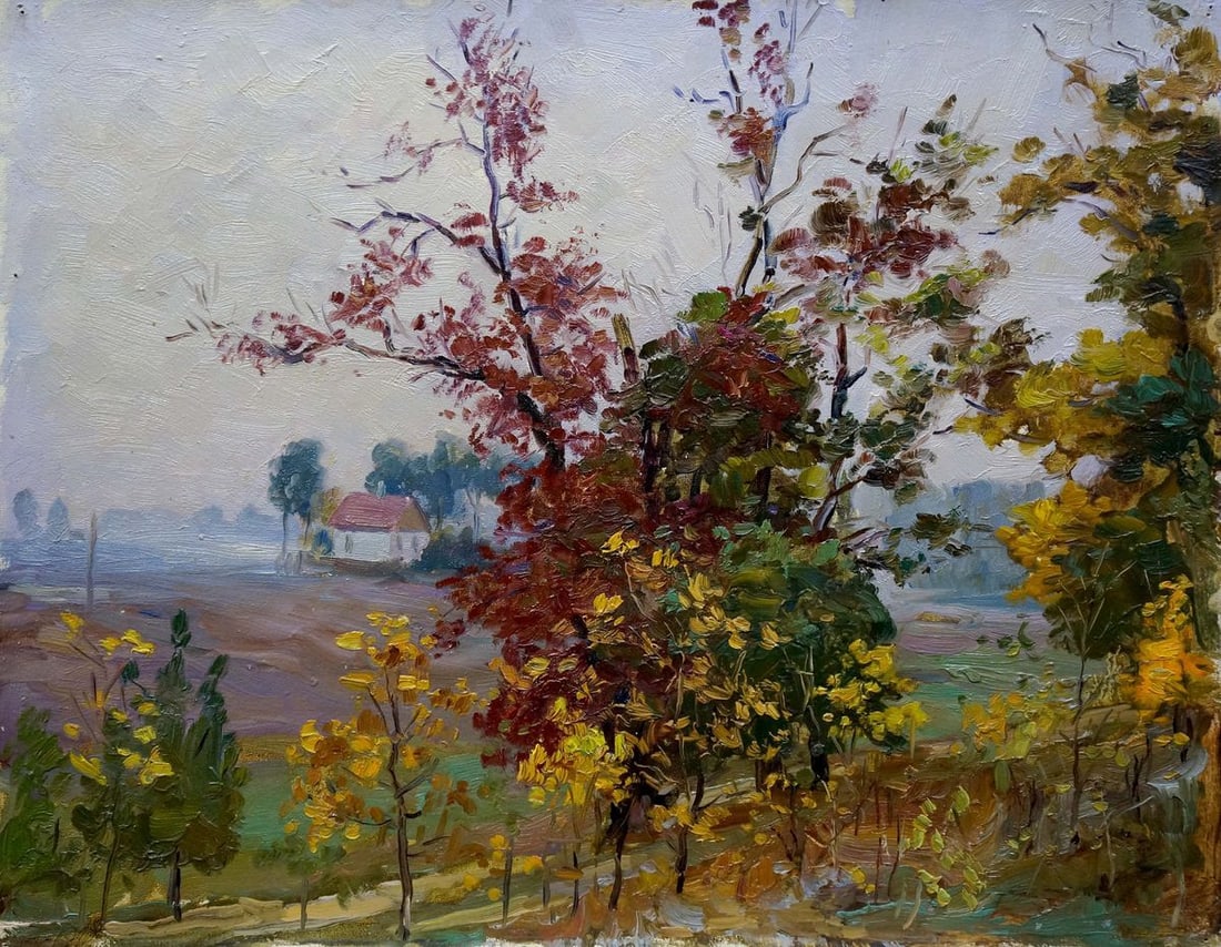 Oil painting Autumn landscape Mordovets Andrey Nikitich: Title: Oil painting Autumn landscape Mordovets Andrey Nikitich Description: No.Verns 241 *** ABOUT THIS PAINTING *** * TITLE: "Autumn landscape" * ARTISTS: Mordovets Andrey Nikitich * SIZE: 38.5x49 cm