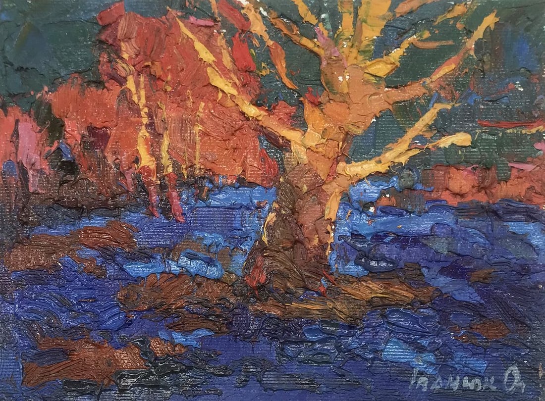 Oil painting autumn foliage Kalenyuk ?ks?n?: Title: Oil painting autumn foliage Kalenyuk ?ks?n? Description: No.Kalen 713AAA *** ABOUT THIS PAINTING *** * TITLE: "autumn foliage" * ARTISTS: Kalenyuk ?ks?n? * SIZE: 15x20 cm/'5.9x7.87