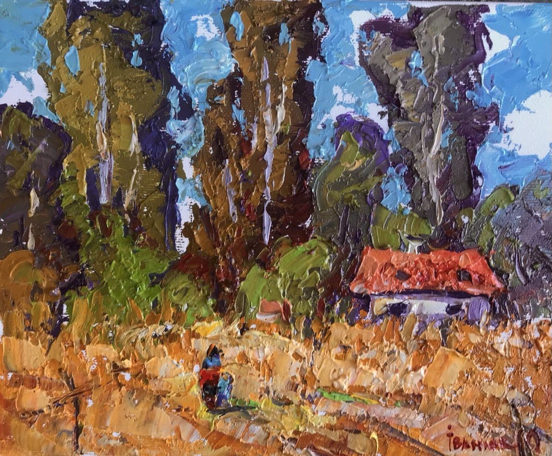 Oil painting Autumn poplars Kalenyuk Alex: Title: Oil painting Autumn poplars Kalenyuk Alex Description: No.Kalen 885 *** ABOUT THIS PAINTING *** * TITLE: "Autumn poplars" * ARTISTS: Kalenyuk Alex * SIZE: 20x25 cm/'7.87x9.84 inches' * MEDIUM: