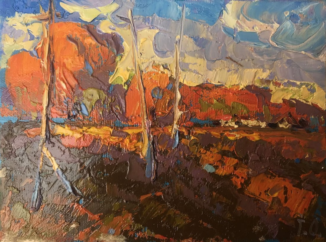 Oil painting Warm Autumn Kalenyuk Alex: Title: Oil painting Warm Autumn Kalenyuk Alex Description: No.AAA2814"Warm Autumn" is an enchanting oil painting that captures the essence of a picturesque autumn landscape. The artwork draws the view