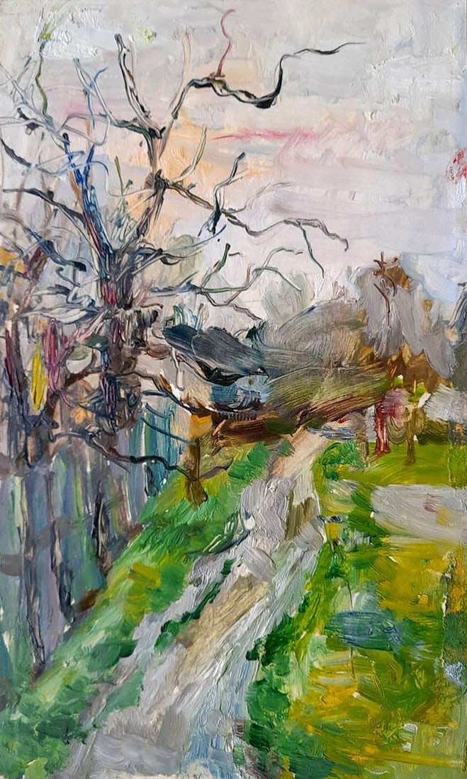 Oil painting Way home Kovalenko Ivan Mikhailovich: Title: Oil painting Way home Kovalenko Ivan Mikhailovich Description: No.Koval 162 *** ABOUT THIS PAINTING *** * TITLE: "Way home" * ARTISTS: Kovalenko Ivan Mikhailovich * SIZE: 22x13.5 cm/'8.66x5.31