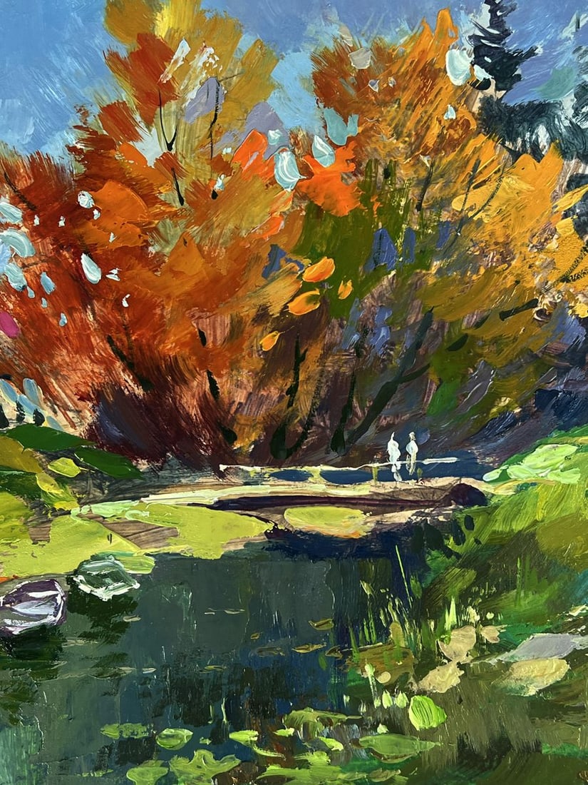 Oil painting A village river with boats Yuriy Suprunchuk - 8