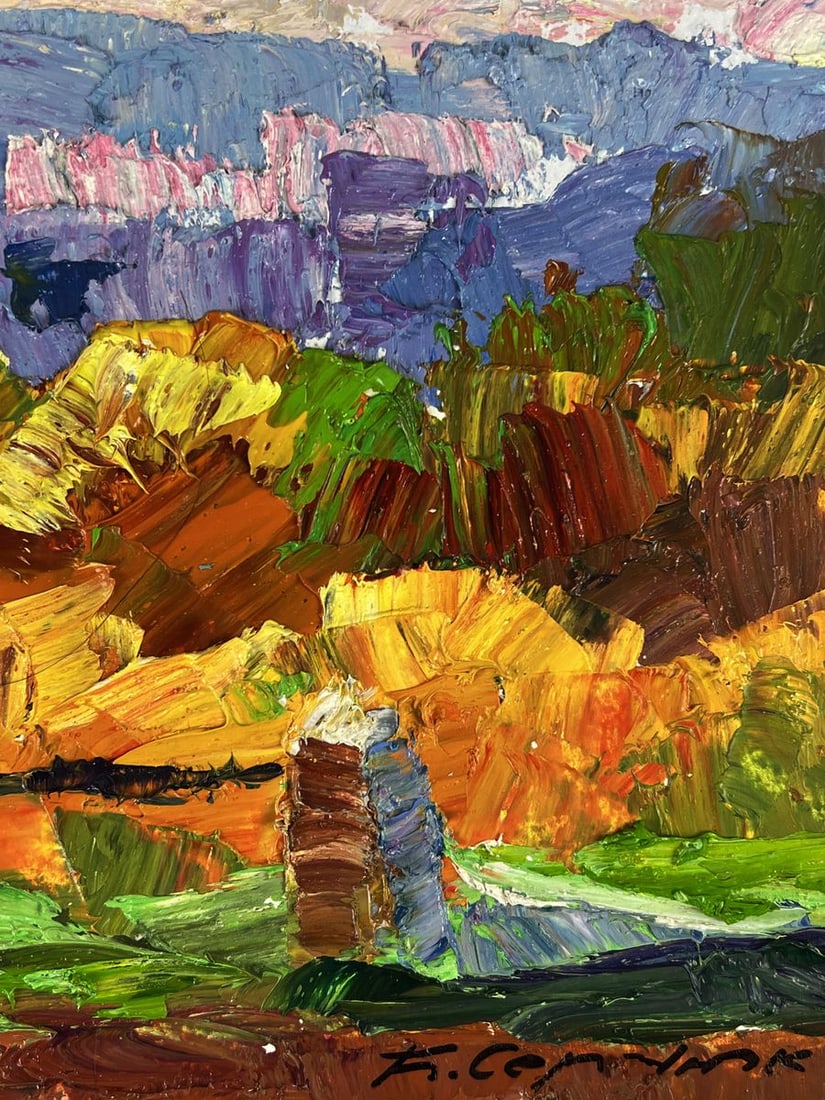 Oil painting The city behind the autumn fog Boris Serdyuk - 10