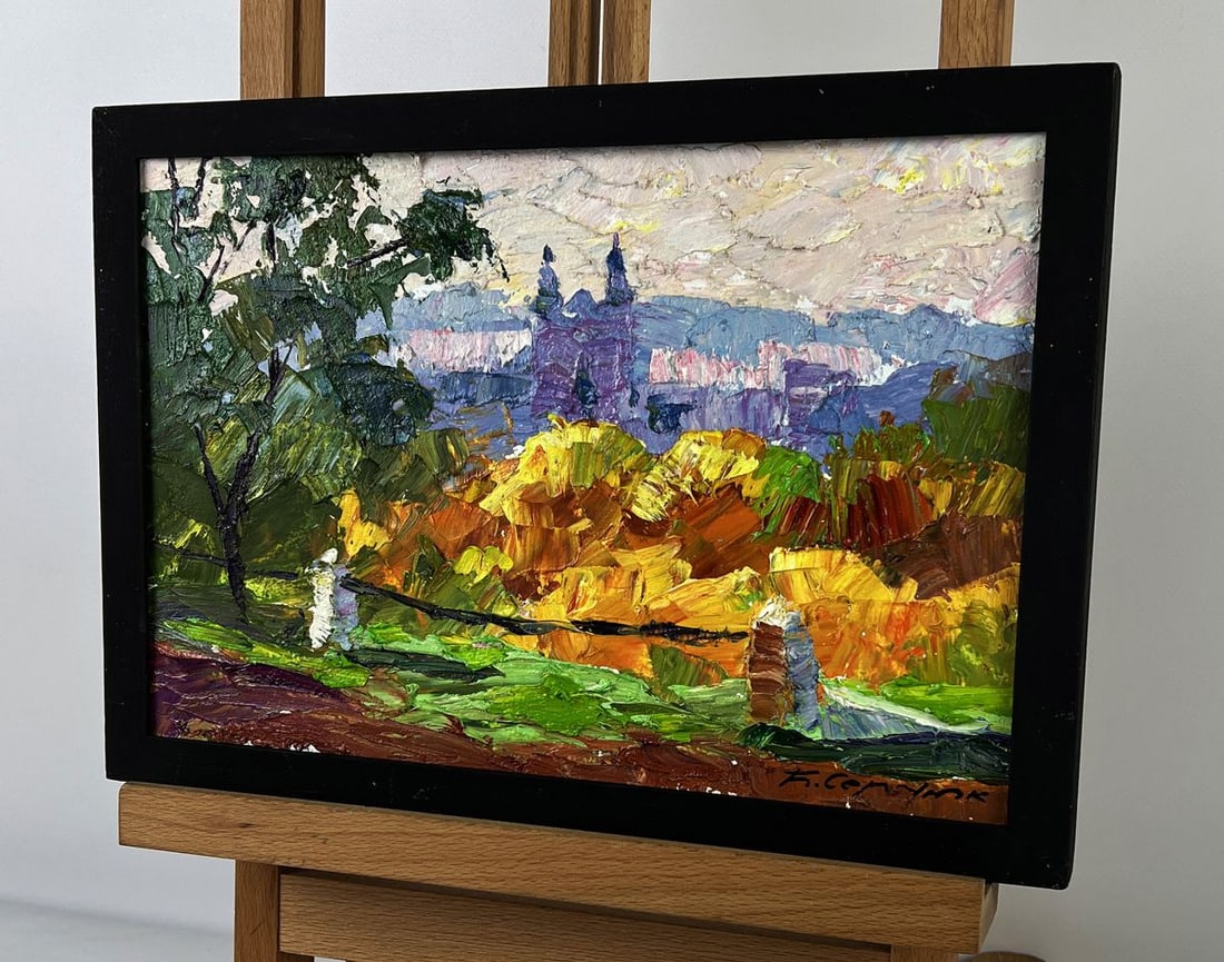 Oil painting The city behind the autumn fog Boris Serdyuk - 2